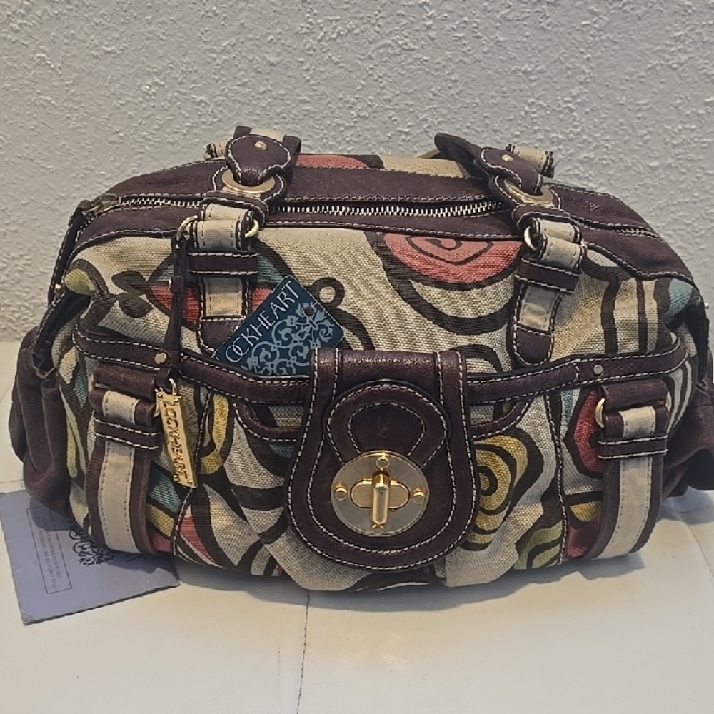 Lockheart Artistic Canvas Satchel with Brown Details